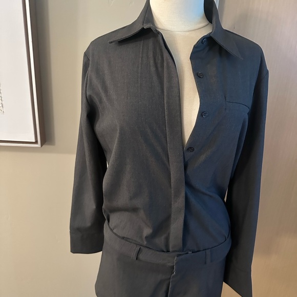 Dark grey Button-Up Shirt and Matching Shorts Set - Picture 11 of 15